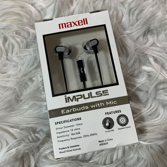 🟢3 for $20 MAXELL impulse earbuds with mic sealed unopened box new - Picture 1 of 7